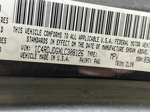 Photo 10 from auction – 2020 DODGE DURANGO GT with VIN 1C4RDJDGXLC308126