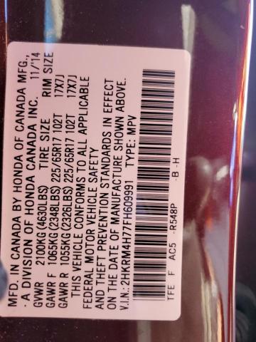 Photo 14 from auction – 2015 HONDA CR-V EXL with VIN 2HKRM4H77FH609991