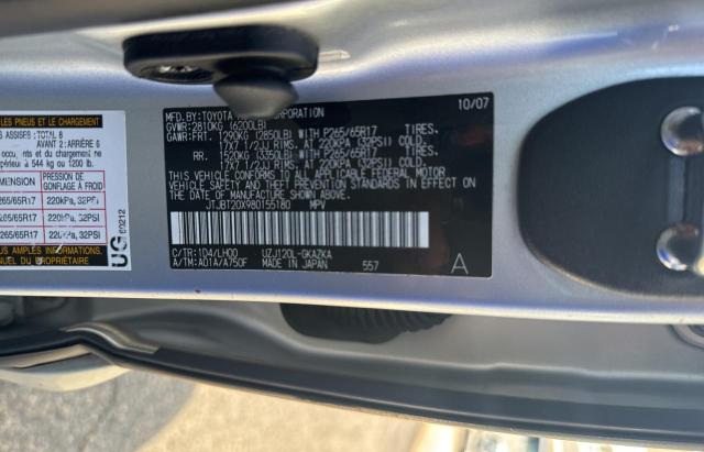 Photo 10 from auction – 2008 LEXUS GX 470 with VIN JTJBT20X980155180