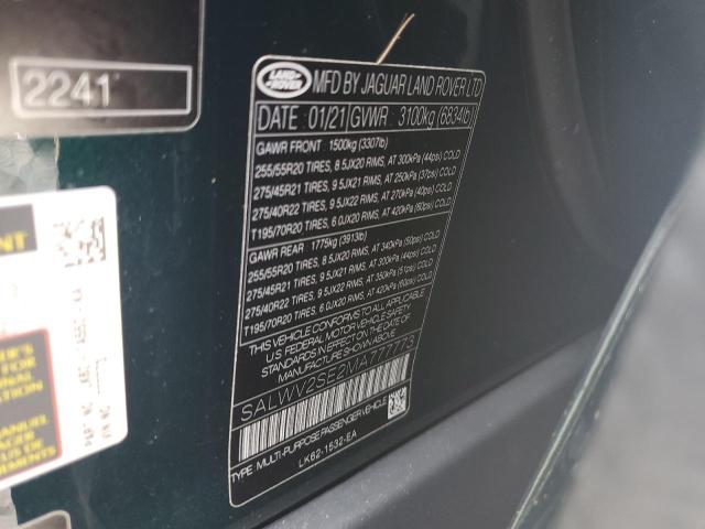 Photo 14 from auction – 2021 LAND ROVER RANGE ROVE with VIN SALWV2SE2MA777773