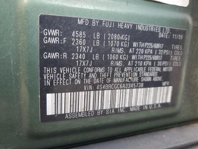 Photo 14 from auction – 2010 SUBARU OUTBACK 2. with VIN 4S4BRCGC6A3345738