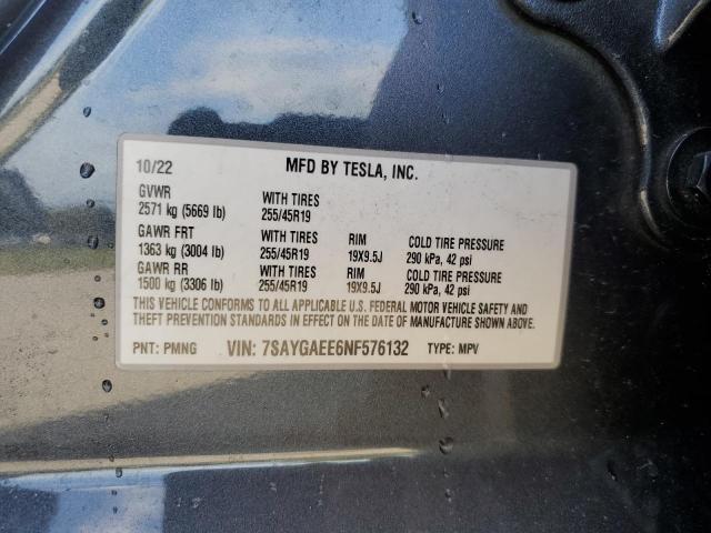Photo 14 from auction – 2022 TESLA MODEL Y with VIN 7SAYGAEE6NF576132