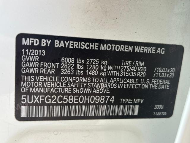 Photo 10 from auction – 2014 BMW X6 XDRIVE3 with VIN 5UXFG2C58E0H09874