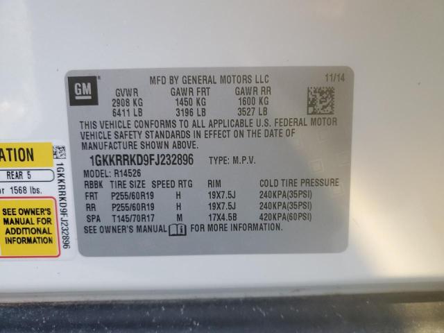 Photo 14 from auction – 2015 GMC ACADIA SLT with VIN 1GKKRRKD9FJ232896