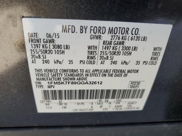 Photo 14 from auction – 2016 FORD EXPLORER L with VIN 1FM5K7F89GGA32612