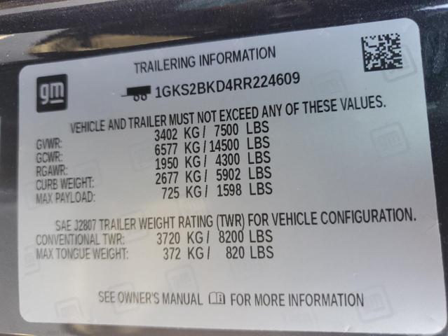 Photo 14 from auction – 2024 GMC YUKON SLT with VIN 1GKS2BKD4RR224609