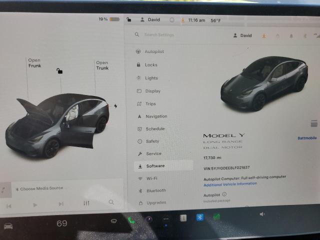 Фото 9 с аукциона – 2020 TESLA MODEL Y с VIN 5YJYGDEE8LF021937