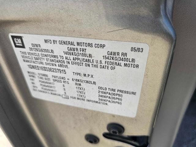Photo 10 from auction – 2003 CHEVROLET TRAILBLAZE with VIN 1GNES16S536237915