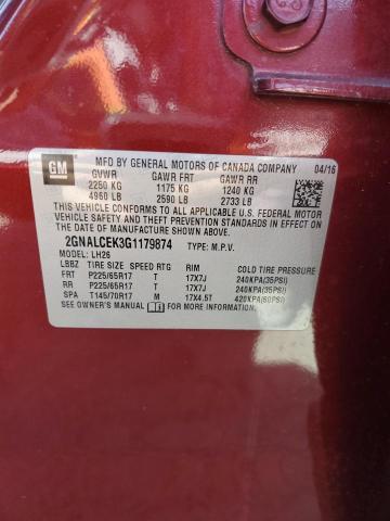 Photo 14 from auction – 2016 CHEVROLET EQUINOX LT with VIN 2GNALCEK3G1179874