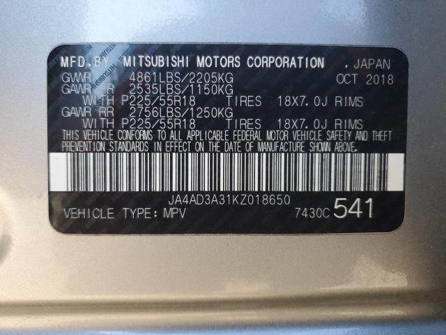 Photo 14 from auction – 2019 MITSUBISHI OUTLANDER with VIN JA4AD3A31KZ018650