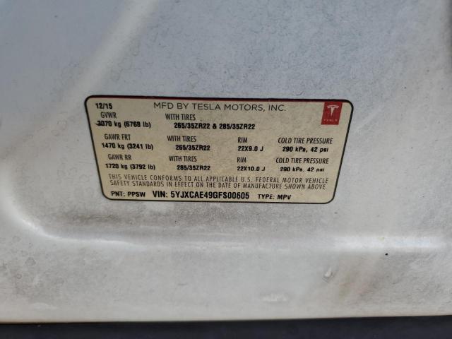 Photo 14 from auction – 2016 TESLA MODEL X with VIN 5YJXCAE49GFS00605