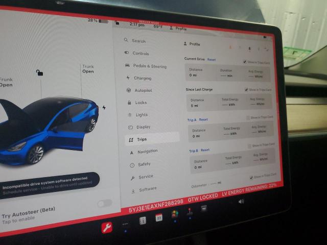 Photo 9 from auction – 2022 TESLA MODEL 3 with VIN 5YJ3E1EAXNF288298
