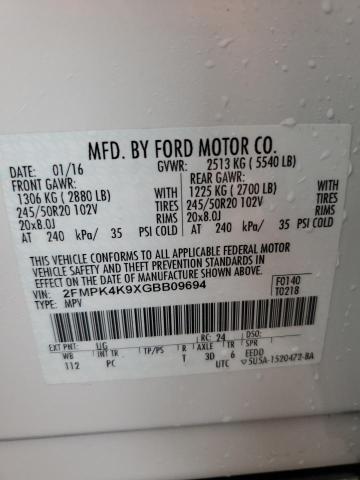 Photo 14 from auction – 2016 FORD EDGE TITAN with VIN 2FMPK4K9XGBB09694