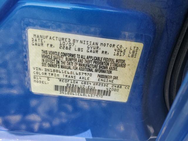 Photo 10 from auction – 2008 NISSAN SENTRA SE- with VIN 3N1BB61E68L657970