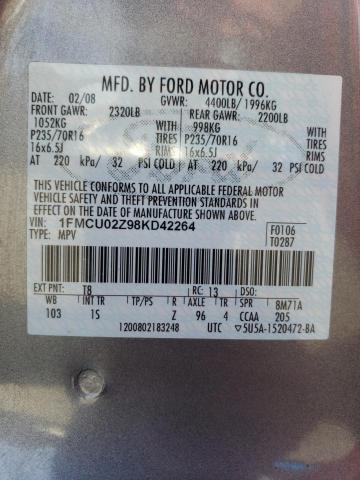 Photo 14 from auction – 2008 FORD ESCAPE XLS with VIN 1FMCU02Z98KD42264