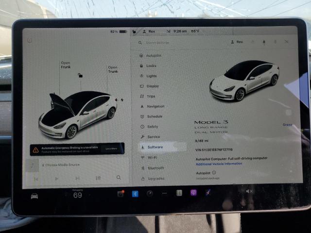 Photo 9 from auction – 2022 TESLA MODEL 3 with VIN 5YJ3E1EB7NF137119