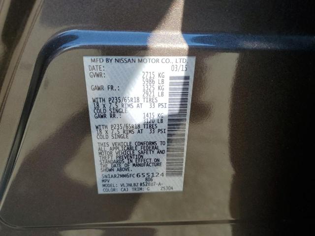 Photo 14 from auction – 2015 NISSAN PATHFINDER with VIN 5N1AR2MM6FC655124