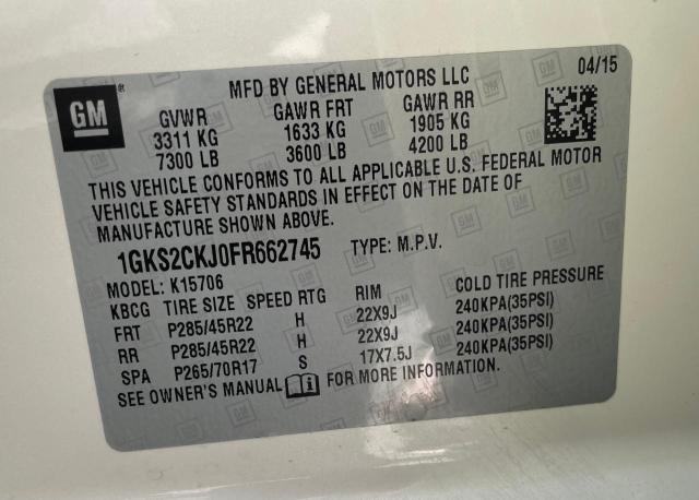 Photo 10 from auction – 2015 GMC YUKON DENA with VIN 1GKS2CKJ0FR662745