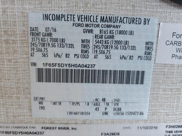 Photo 10 from auction – 2017 FORD F53 with VIN 1F65F5DY5H0A04237