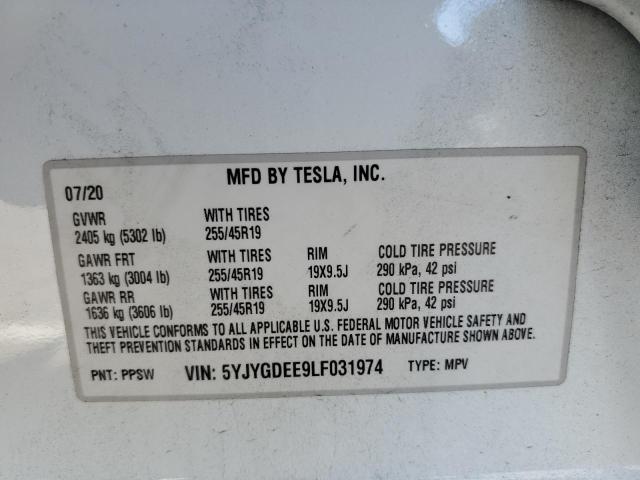 Photo 14 from auction – 2020 TESLA MODEL Y with VIN 5YJYGDEE9LF031974