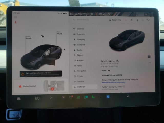 Photo 9 from auction – 2021 TESLA MODEL 3 with VIN 5YJ3E1EB4MF993072