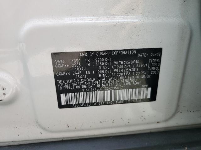 Photo 14 from auction – 2019 SUBARU OUTBACK TO with VIN 4S4BSETC2K3358171