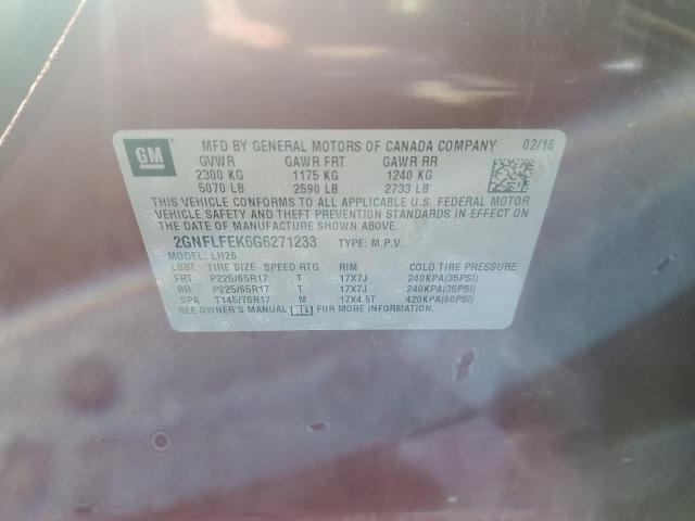Photo 14 from auction – 2016 CHEVROLET EQUINOX LT with VIN 2GNFLFEK6G6271233