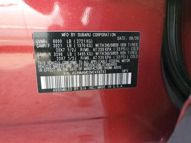 Photo 14 from auction – 2021 SUBARU ASCENT LIM with VIN 4S4WMAMD2M3404743