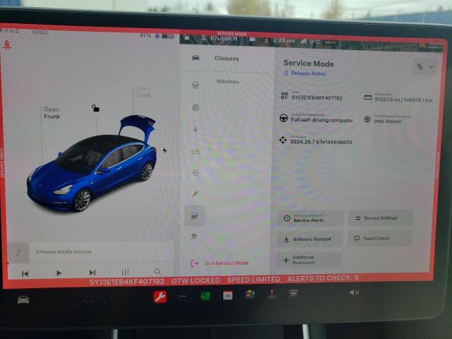 Photo 9 from auction – 2019 TESLA MODEL 3 with VIN 5YJ3E1EB4KF407192