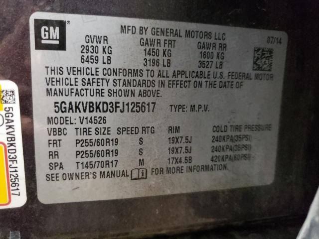 Photo 14 from auction – 2015 BUICK ENCLAVE with VIN 5GAKVBKD3FJ125617