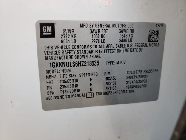 Photo 14 from auction – 2017 GMC ACADIA SLT with VIN 1GKKNULS6HZ218535