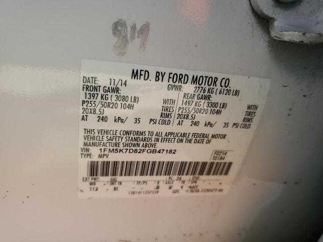 Photo 14 from auction – 2015 FORD EXPLORER X with VIN 1FM5K7D82FGB47182