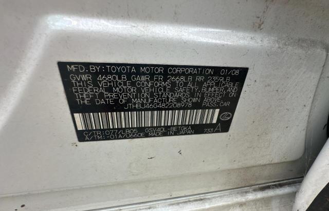 Photo 10 from auction – 2008 LEXUS ES 350 with VIN JTHBJ46G482208978