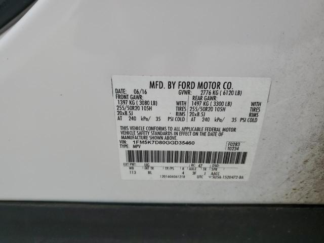 Photo 14 from auction – 2016 FORD EXPLORER X with VIN 1FM5K7D80GGD35460