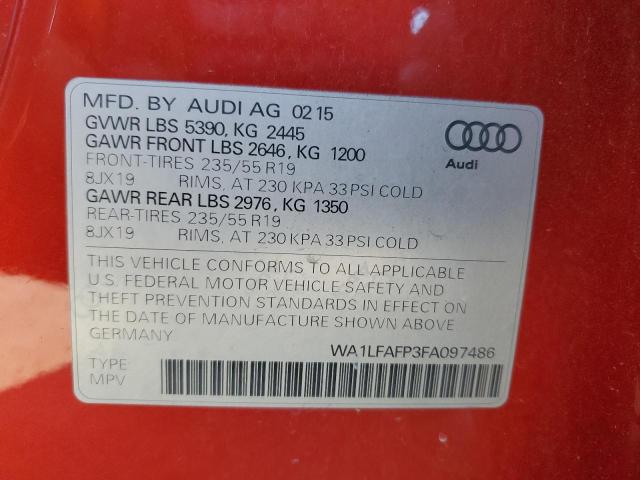 Photo 14 from auction – 2015 AUDI Q5 PREMIUM with VIN WA1LFAFP3FA097486