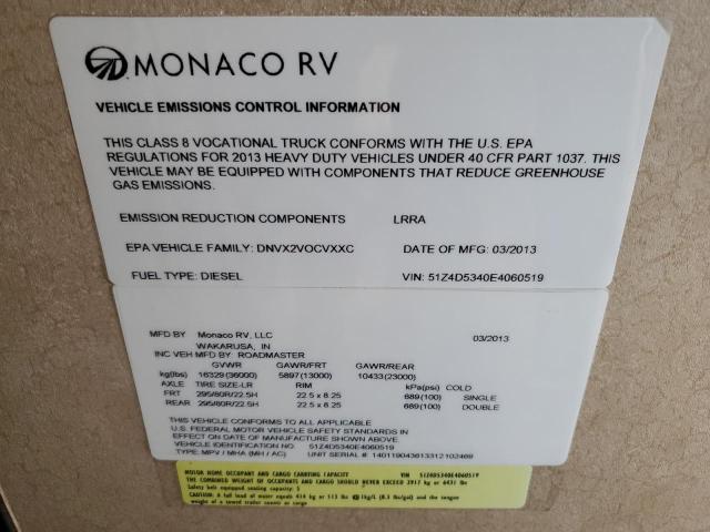 Photo 10 from auction – 2014 MNAC MOTORHOME with VIN 51Z4D5340E4060519
