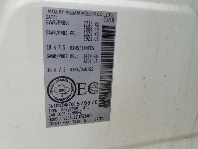 Photo 14 from auction – 2019 NISSAN PATHFINDER with VIN 5N1DR2MN7KC579378