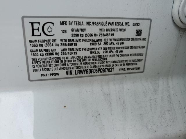 Photo 14 from auction – 2023 TESLA MODEL Y with VIN LRWYGDFD5PC967631
