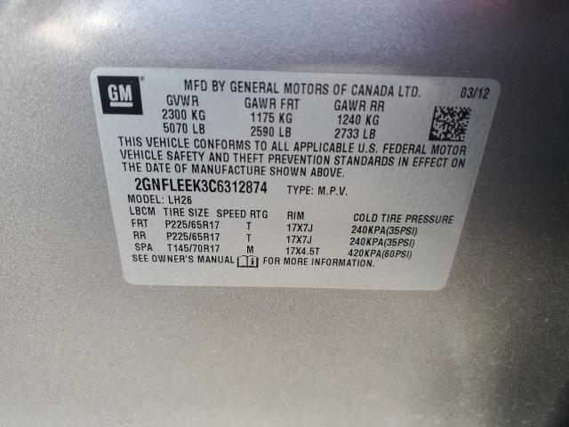 Photo 14 from auction – 2012 CHEVROLET EQUINOX LT with VIN 2GNFLEEK3C6312874
