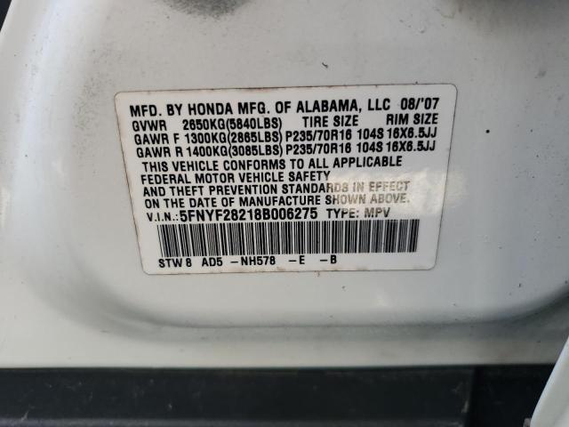 Photo 14 from auction – 2008 HONDA PILOT VP with VIN 5FNYF28218B006275