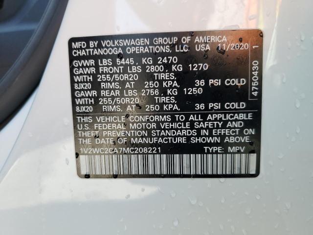 Photo 14 from auction – 2021 VOLKSWAGEN ATLAS CROS with VIN 1V2WC2CA7MC208221
