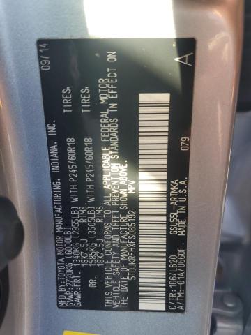 Photo 14 from auction – 2015 TOYOTA HIGHLANDER with VIN 5TDJKRFHXFS085192