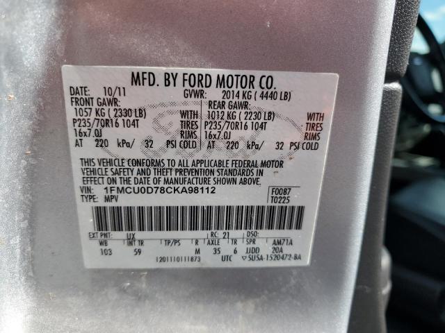 Photo 14 from auction – 2012 FORD ESCAPE XLT with VIN 1FMCU0D78CKA98112
