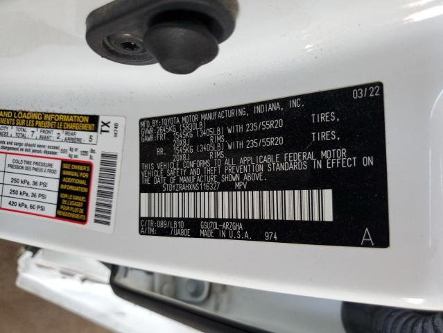 Photo 14 from auction – 2022 TOYOTA HIGHLANDER with VIN 5TDYZRAHXNS116327