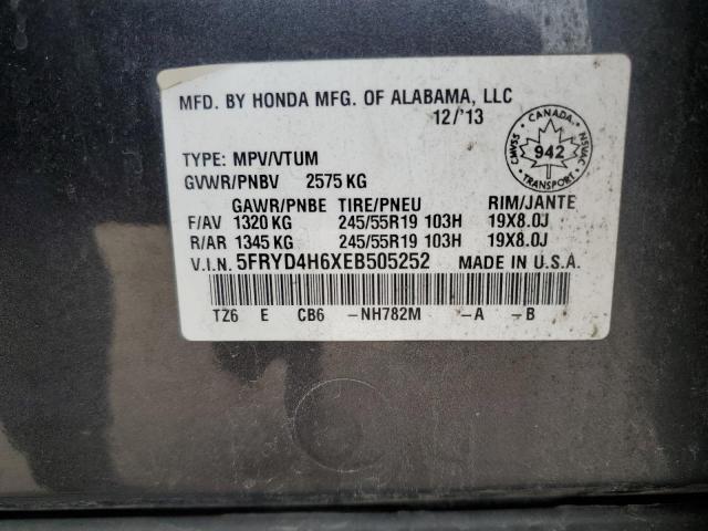 Photo 14 from auction – 2014 ACURA MDX TECHNO with VIN 5FRYD4H6XEB505252