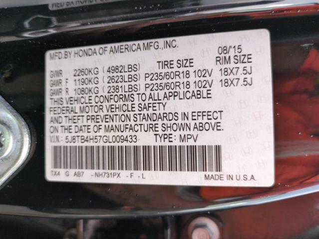 Photo 14 from auction – 2016 ACURA RDX TECHNO with VIN 5J8TB4H57GL009433