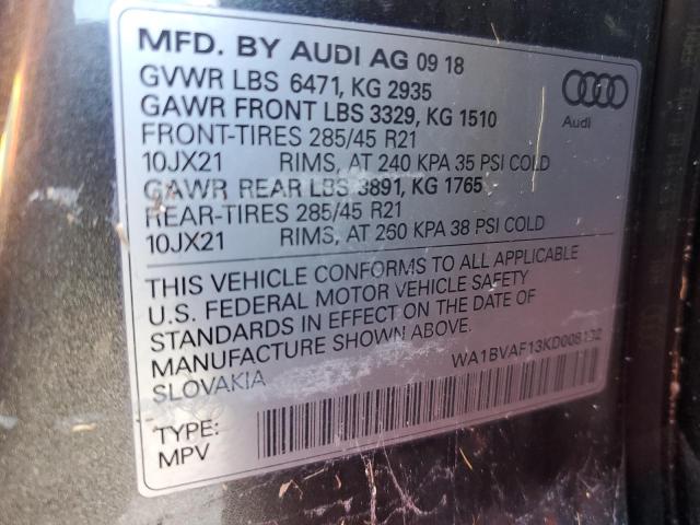 Photo 14 from auction – 2019 AUDI Q8 PREMIUM with VIN WA1BVAF13KD008132
