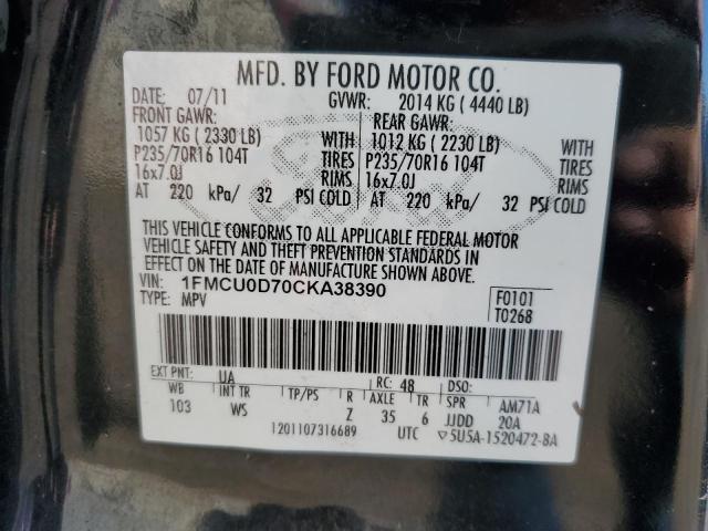 Photo 14 from auction – 2012 FORD ESCAPE XLT with VIN 1FMCU0D70CKA38390