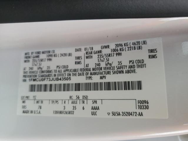 Photo 14 from auction – 2018 FORD ESCAPE S with VIN 1FMCU0F73JUB43505