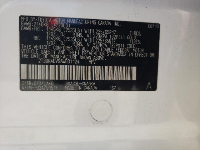 Photo 14 from auction – 2010 TOYOTA RAV4 LIMIT with VIN 2T3DK4DV9AW031124